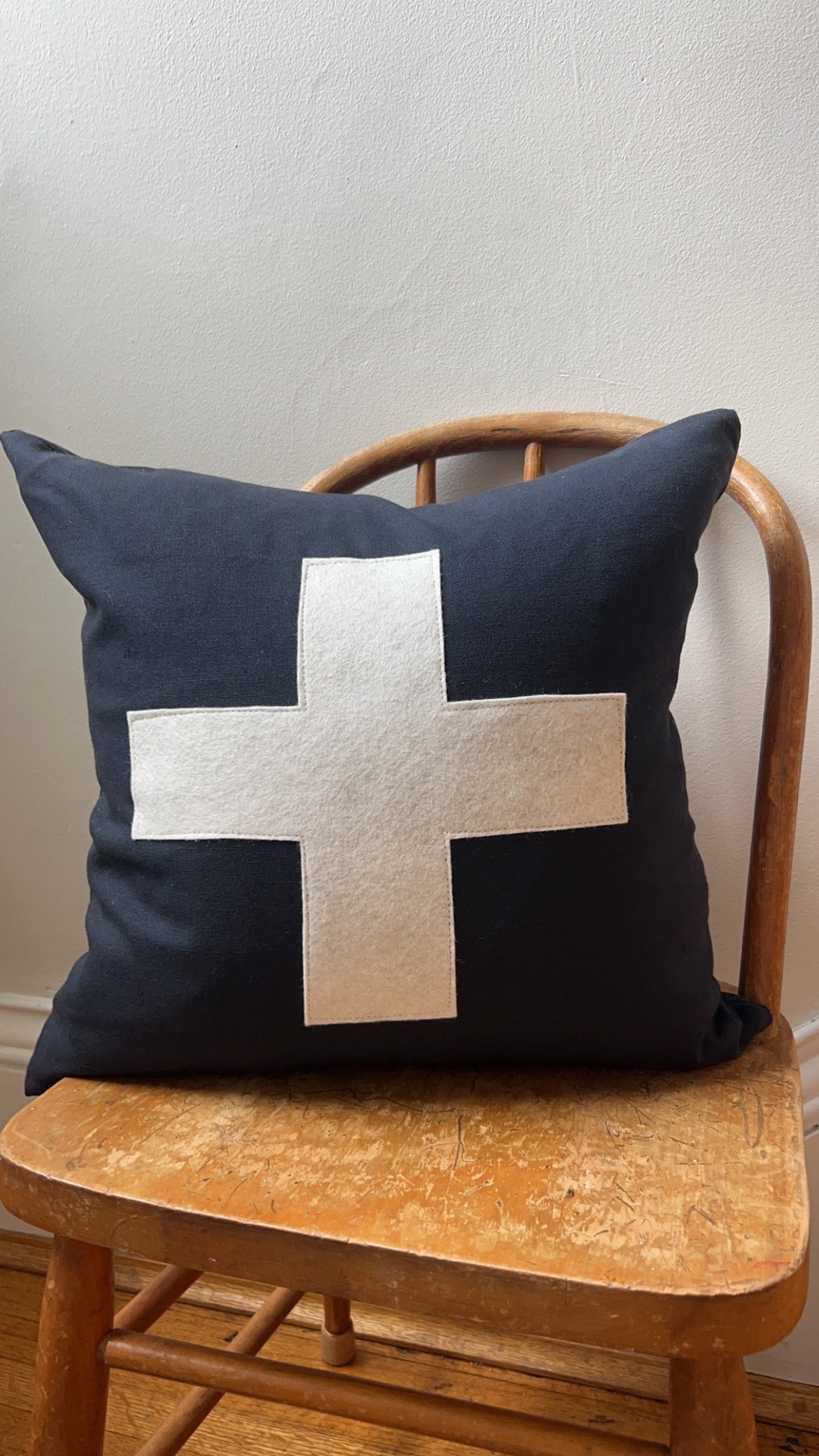 Black and White Swiss Cross Pillow Cover- 16x16 inches