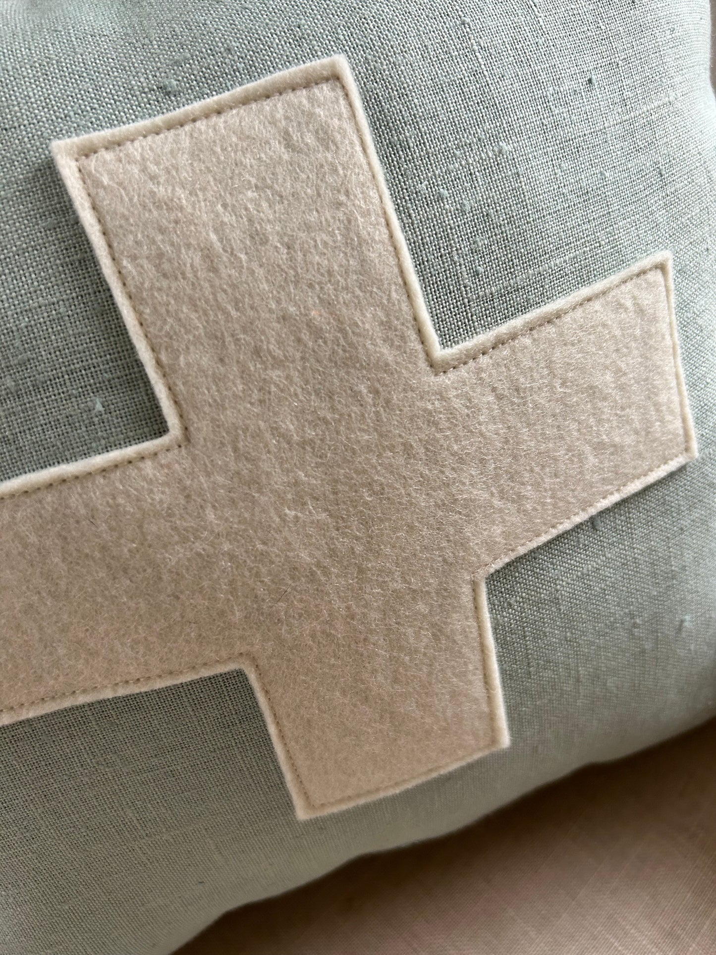 Aqua Blue and Cream Swiss Cross Pillow