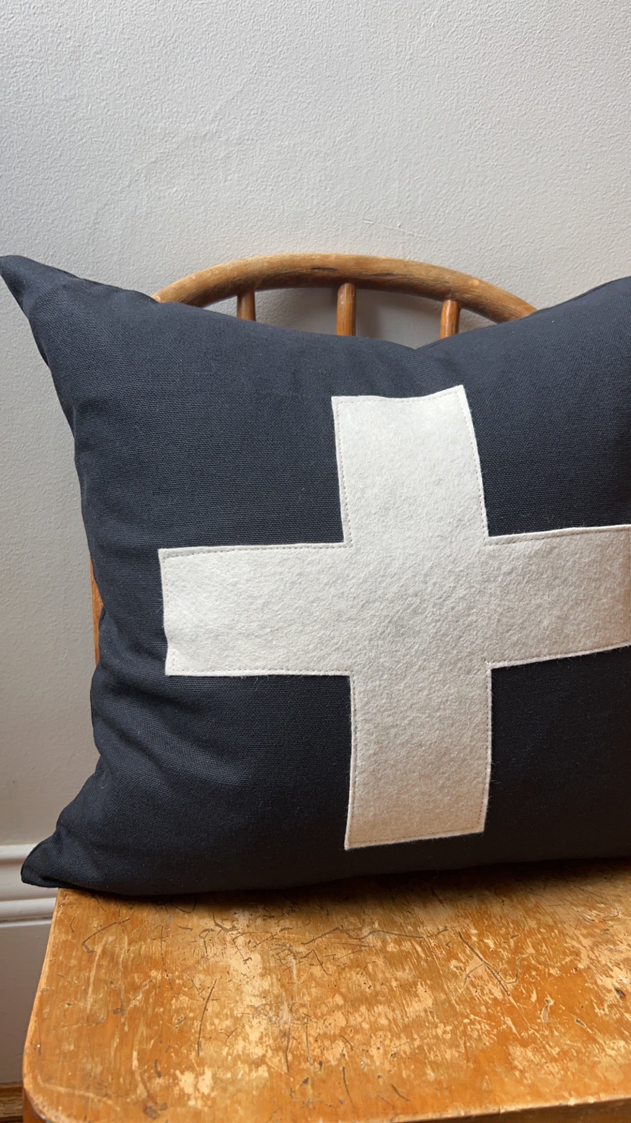 Black and White Swiss Cross Pillow Cover- 16x16 inches