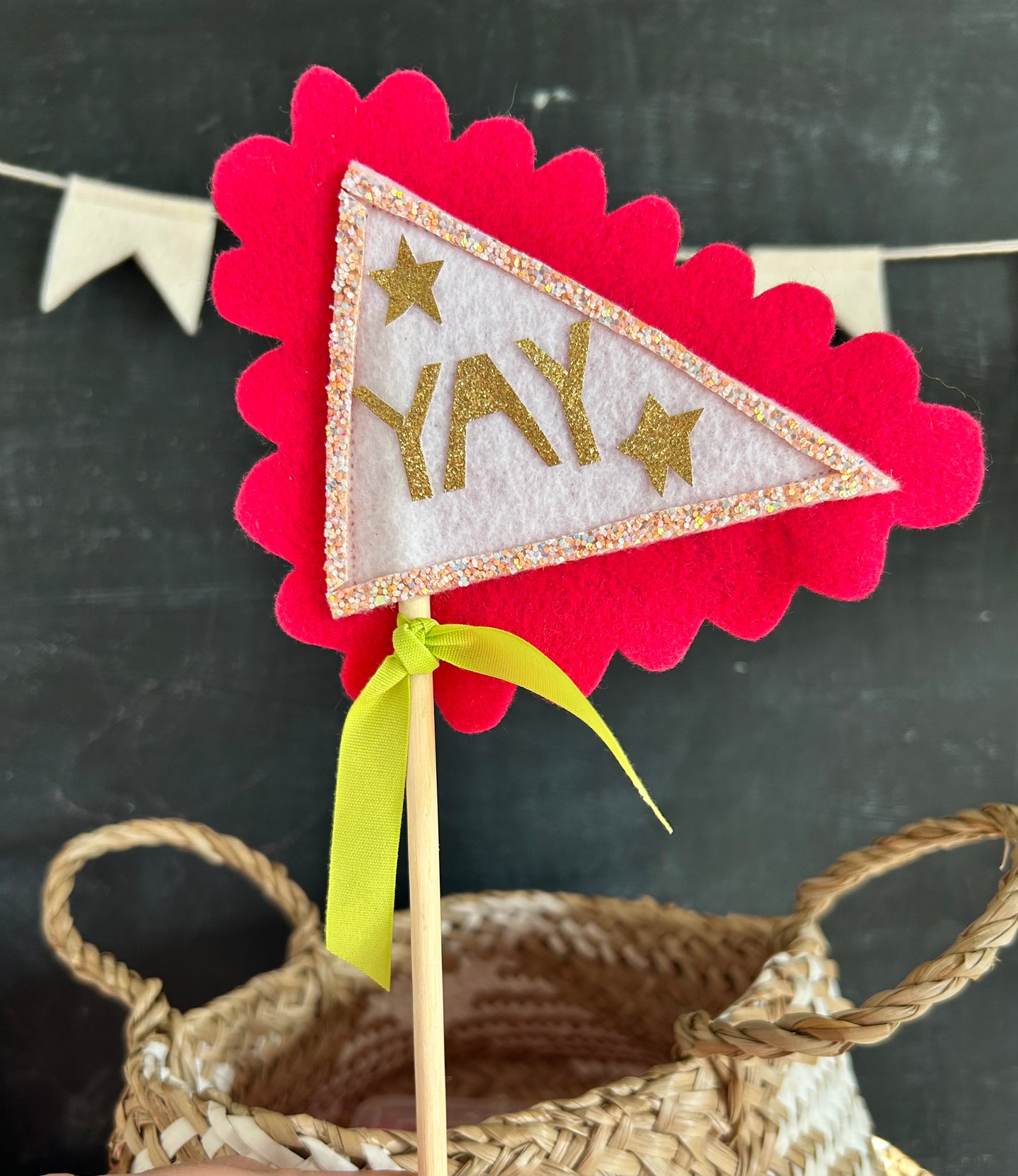 YAY Party Flag- Sign - Cake Topper- Pennant Wand