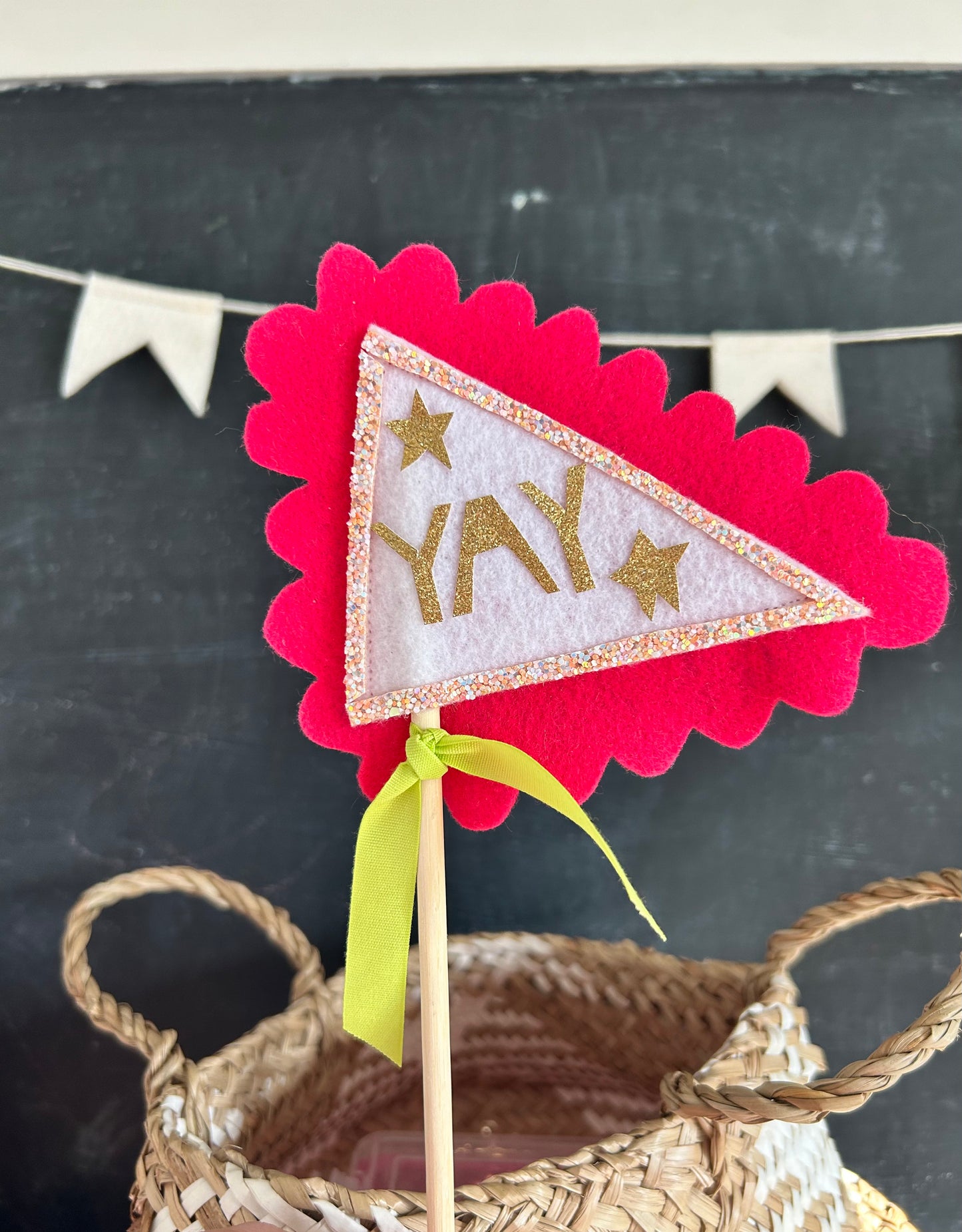YAY Party Flag- Sign - Cake Topper- Pennant Wand