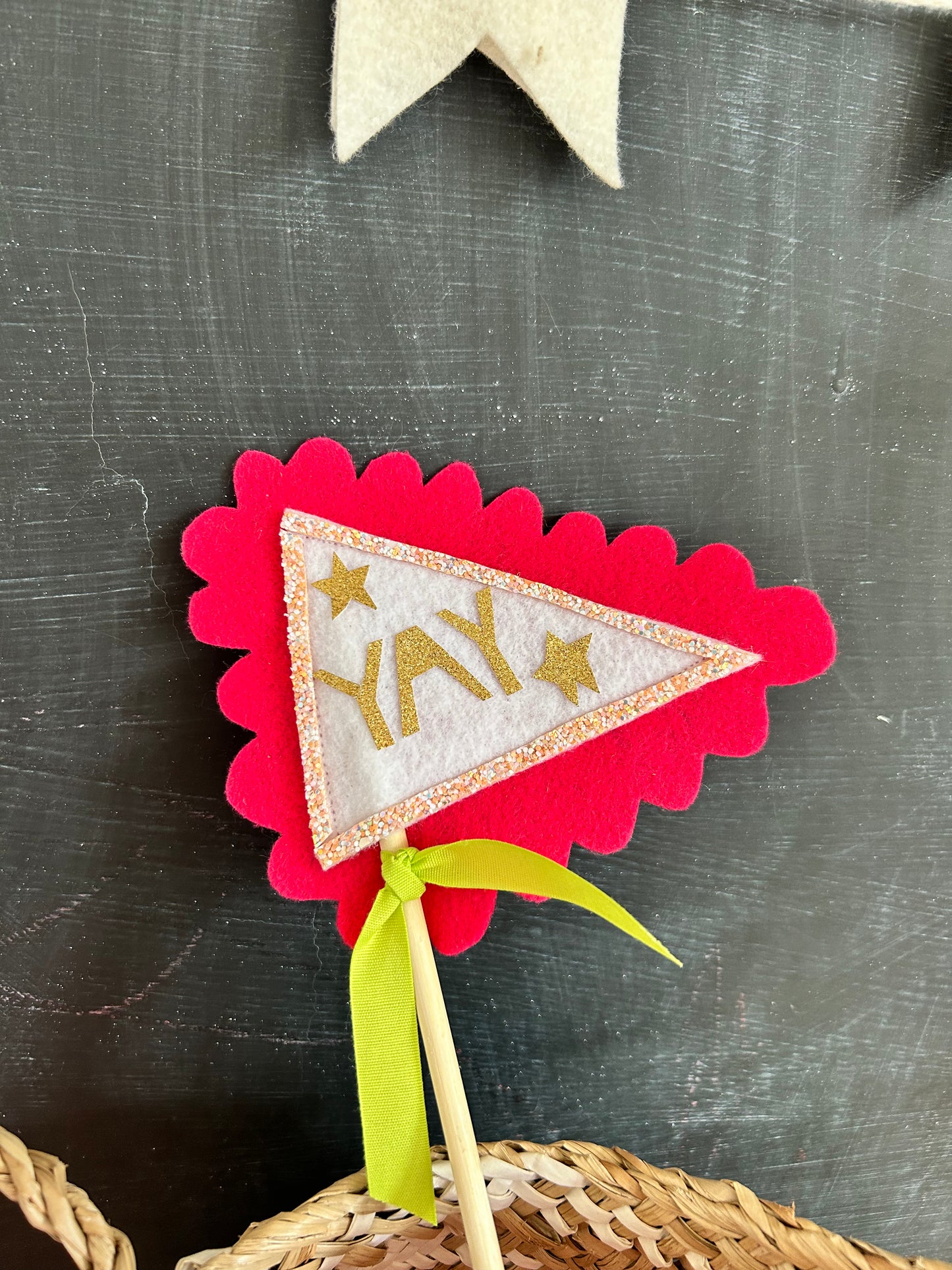 YAY Party Flag- Sign - Cake Topper- Pennant Wand