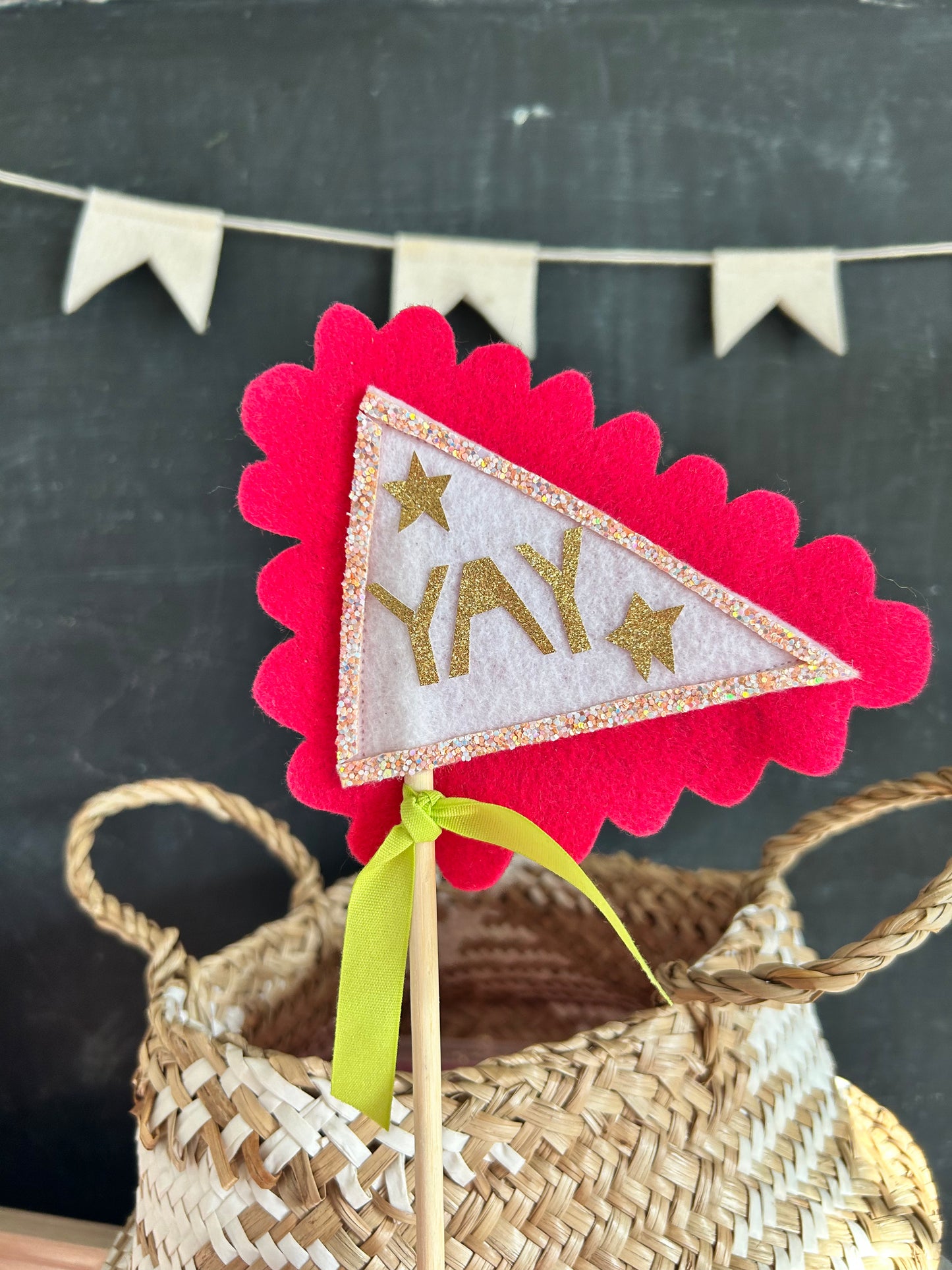 YAY Party Flag- Sign - Cake Topper- Pennant Wand