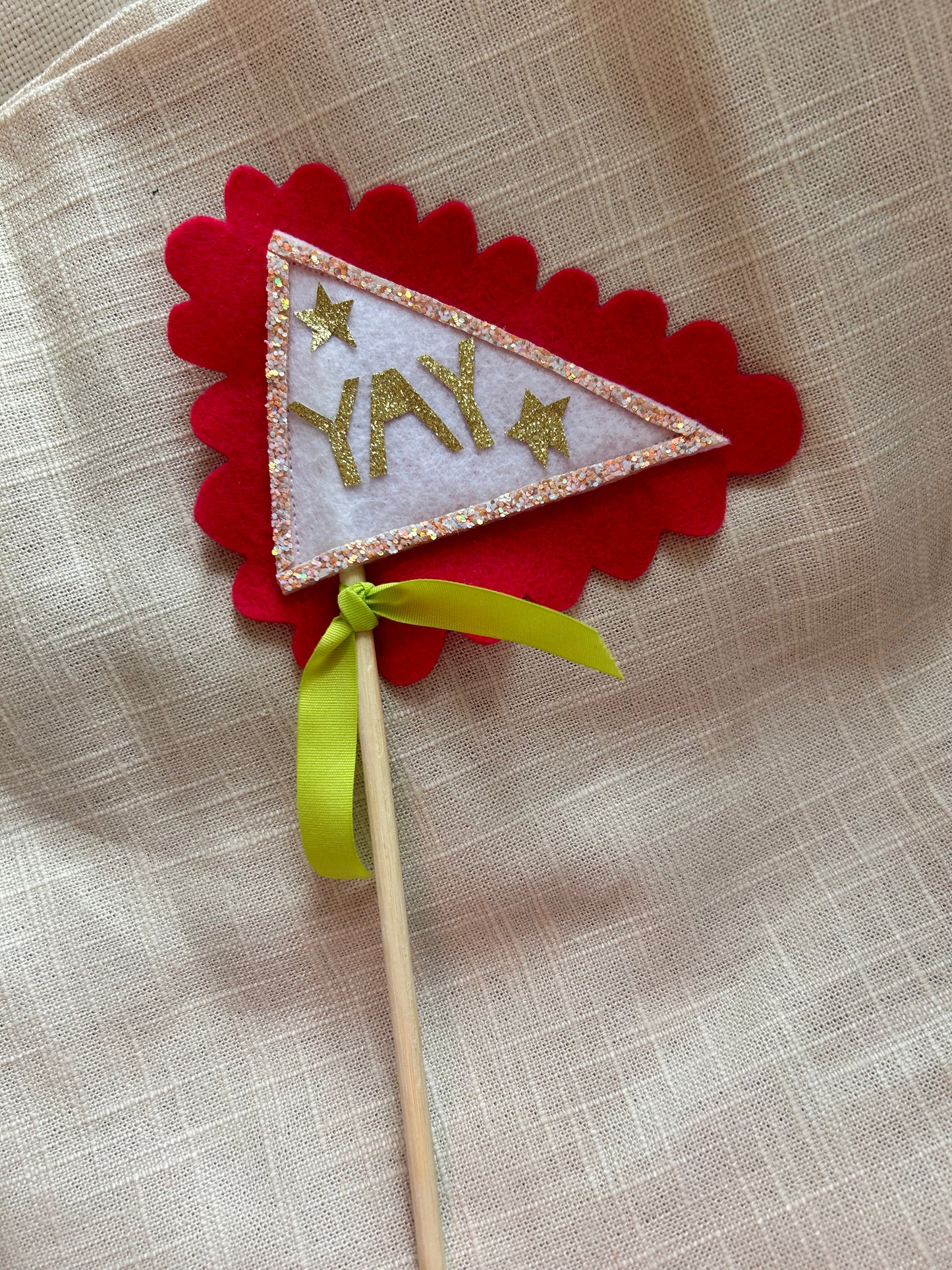 YAY Party Flag- Sign - Cake Topper- Pennant Wand