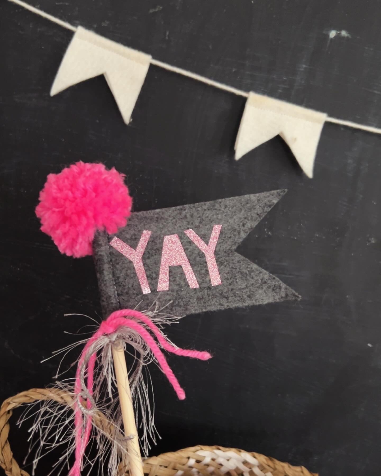 YAY- Birthday flag- Cake Topper- Pennant Wand