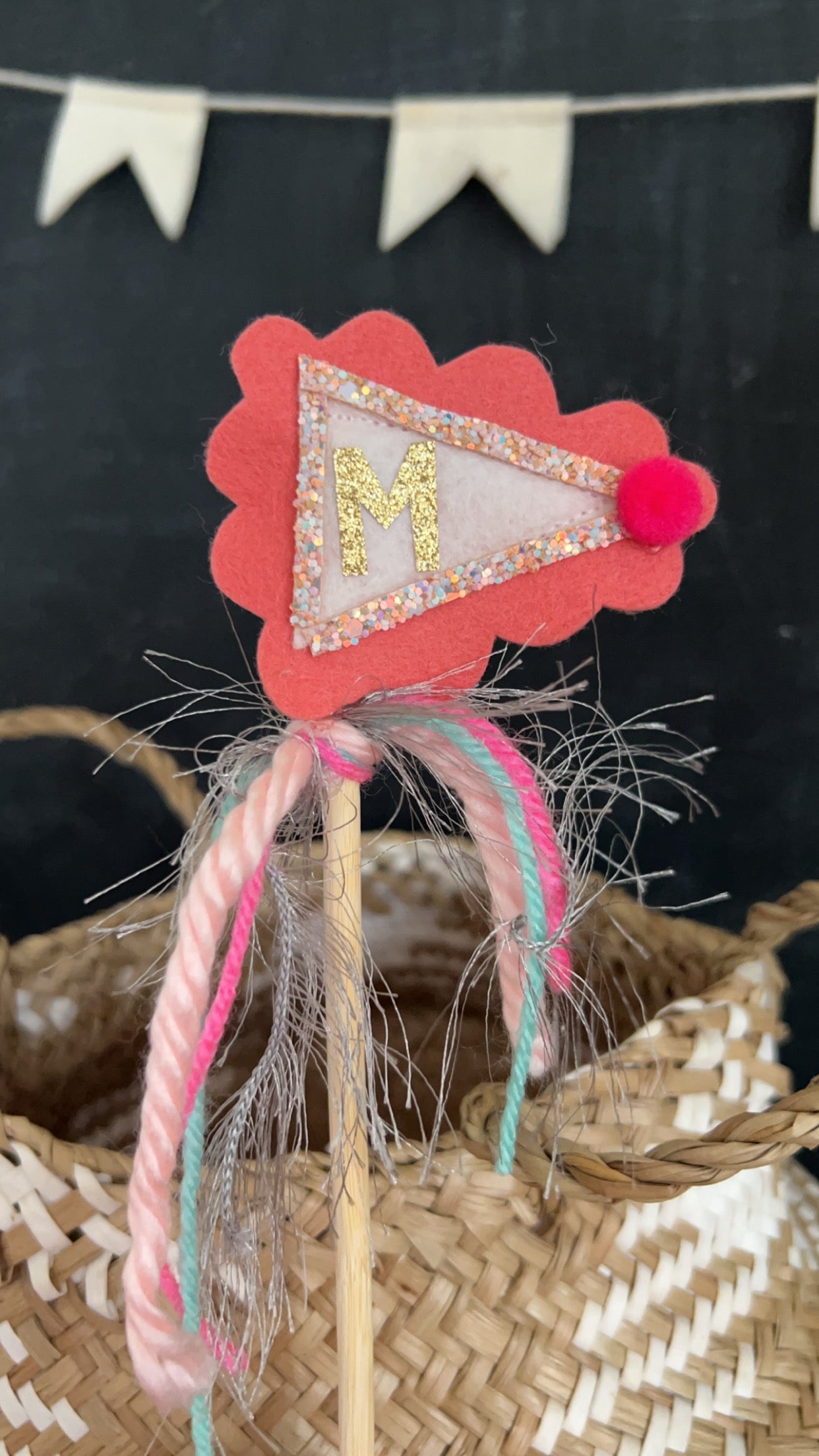 “M” Cake Topper. Comes in any letter.