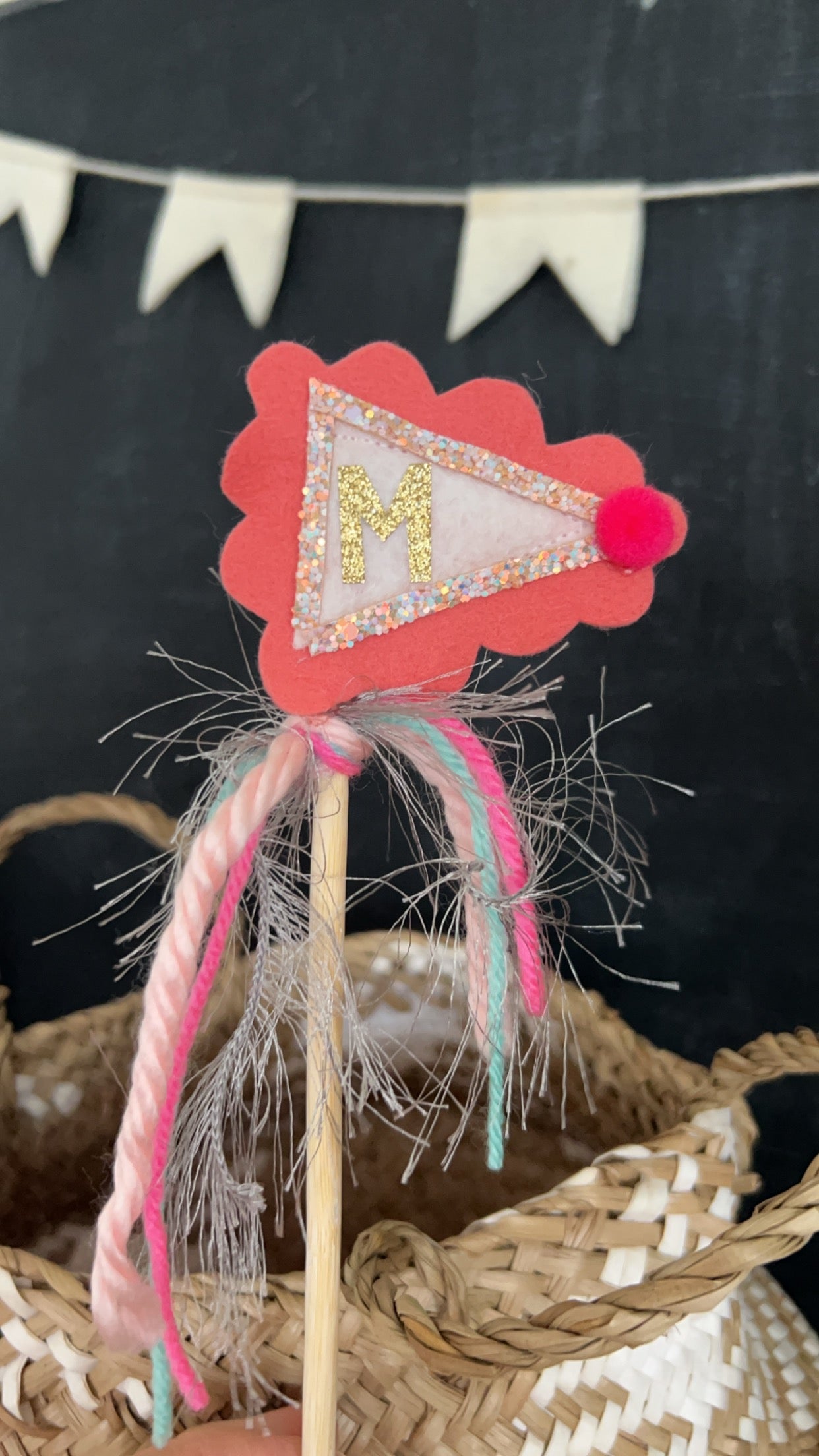 “M” Cake Topper. Comes in any letter.