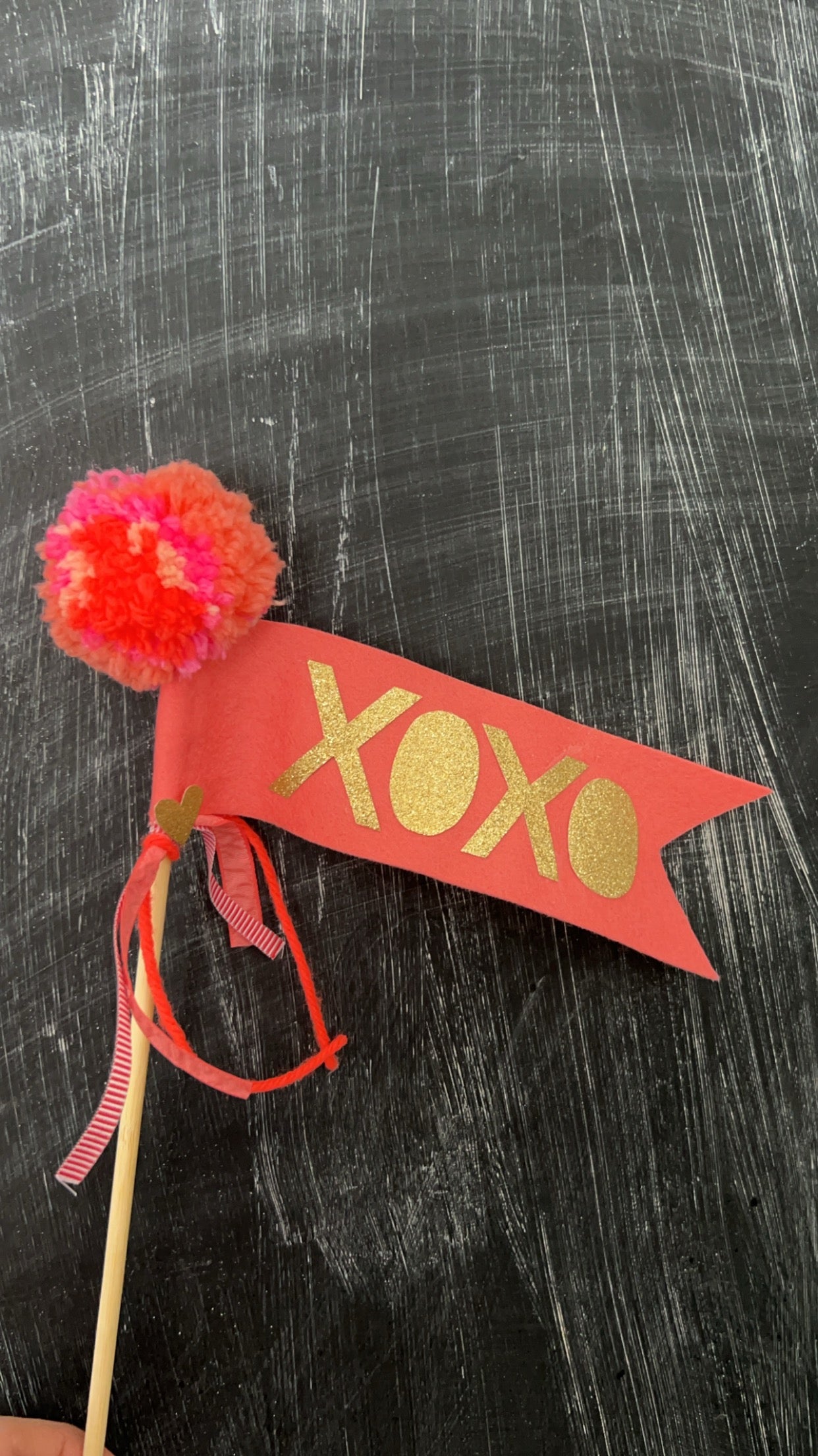 XOXO- Valentines Pennant Flag Wand- Cake Topper- Photo Prop- Centerpiece