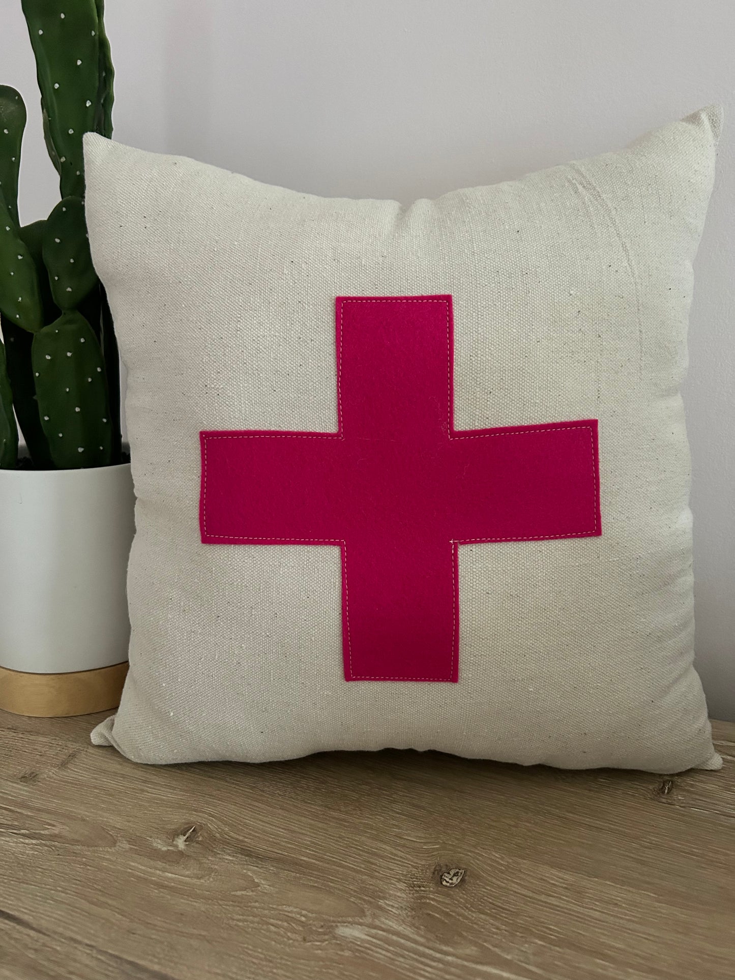 Hot Pink Swiss Cross Pillow