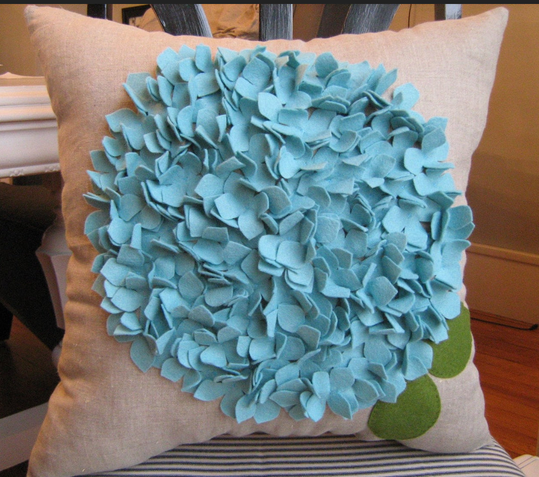 HYDRANGEA Pillow- Flower Garden Robin Egg Blue