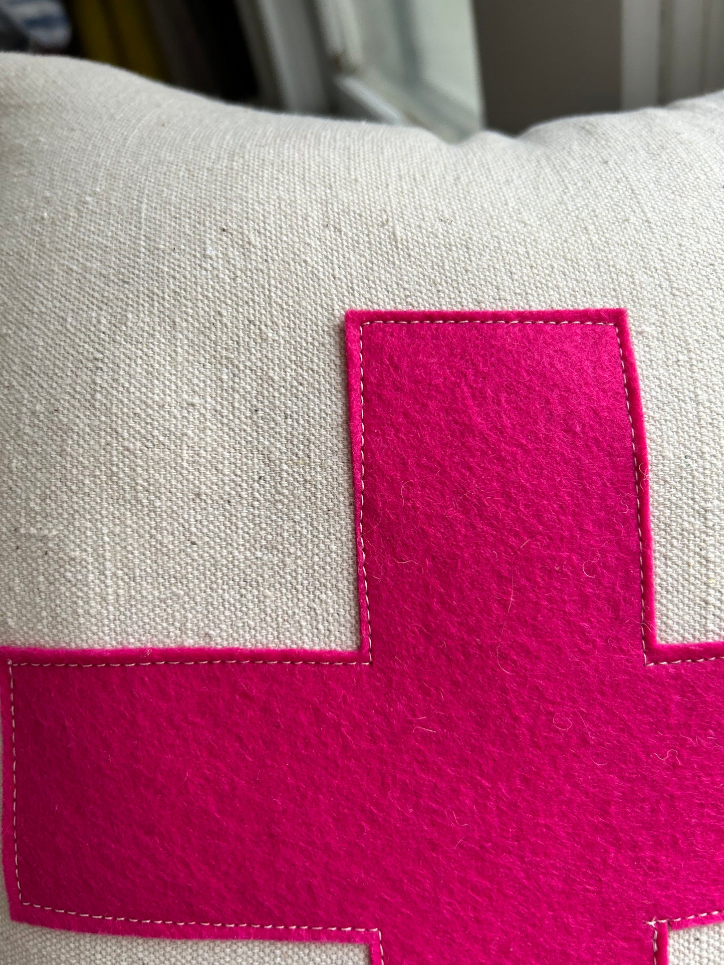 Hot Pink Swiss Cross Pillow