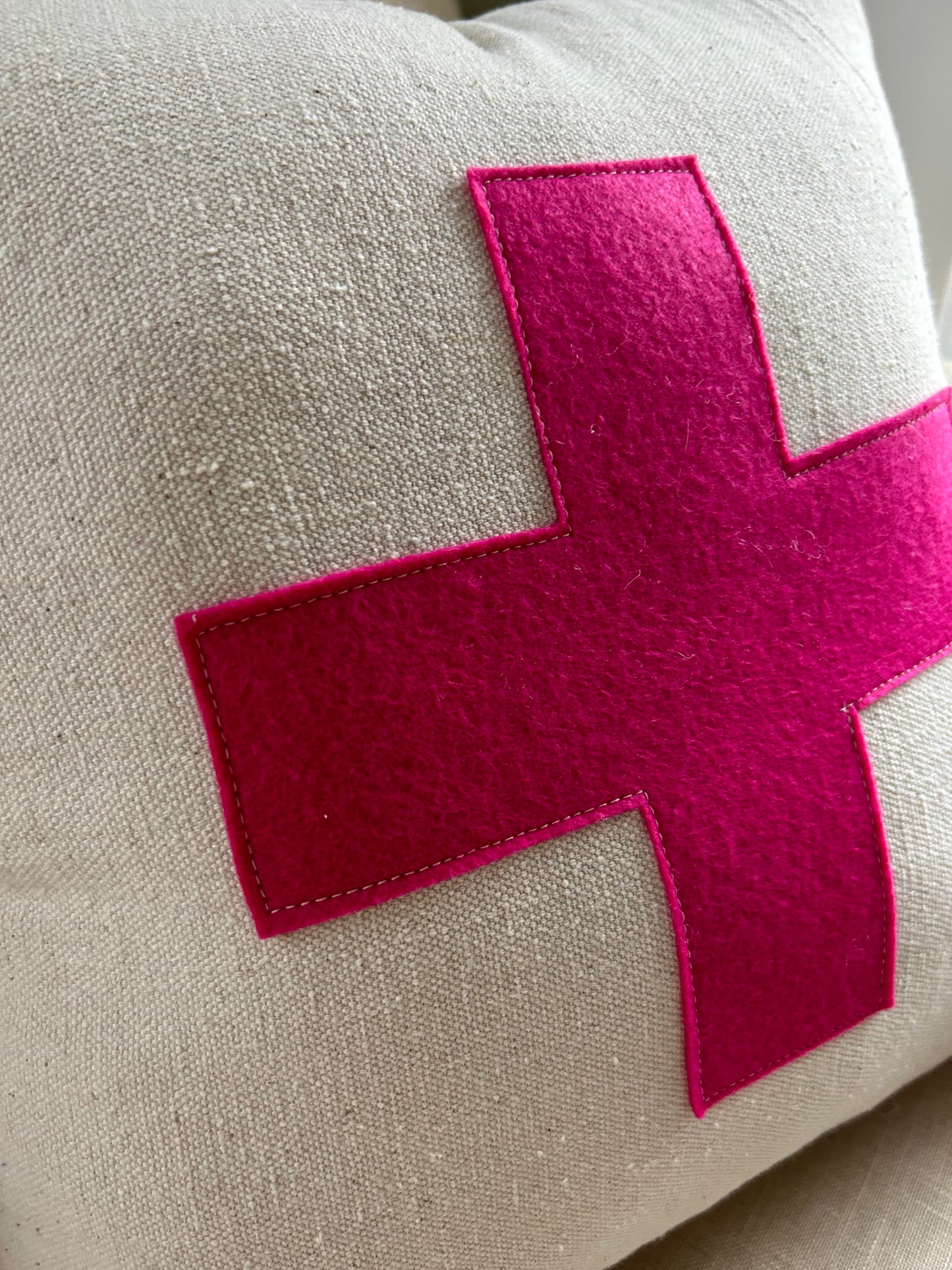 Hot Pink Swiss Cross Pillow