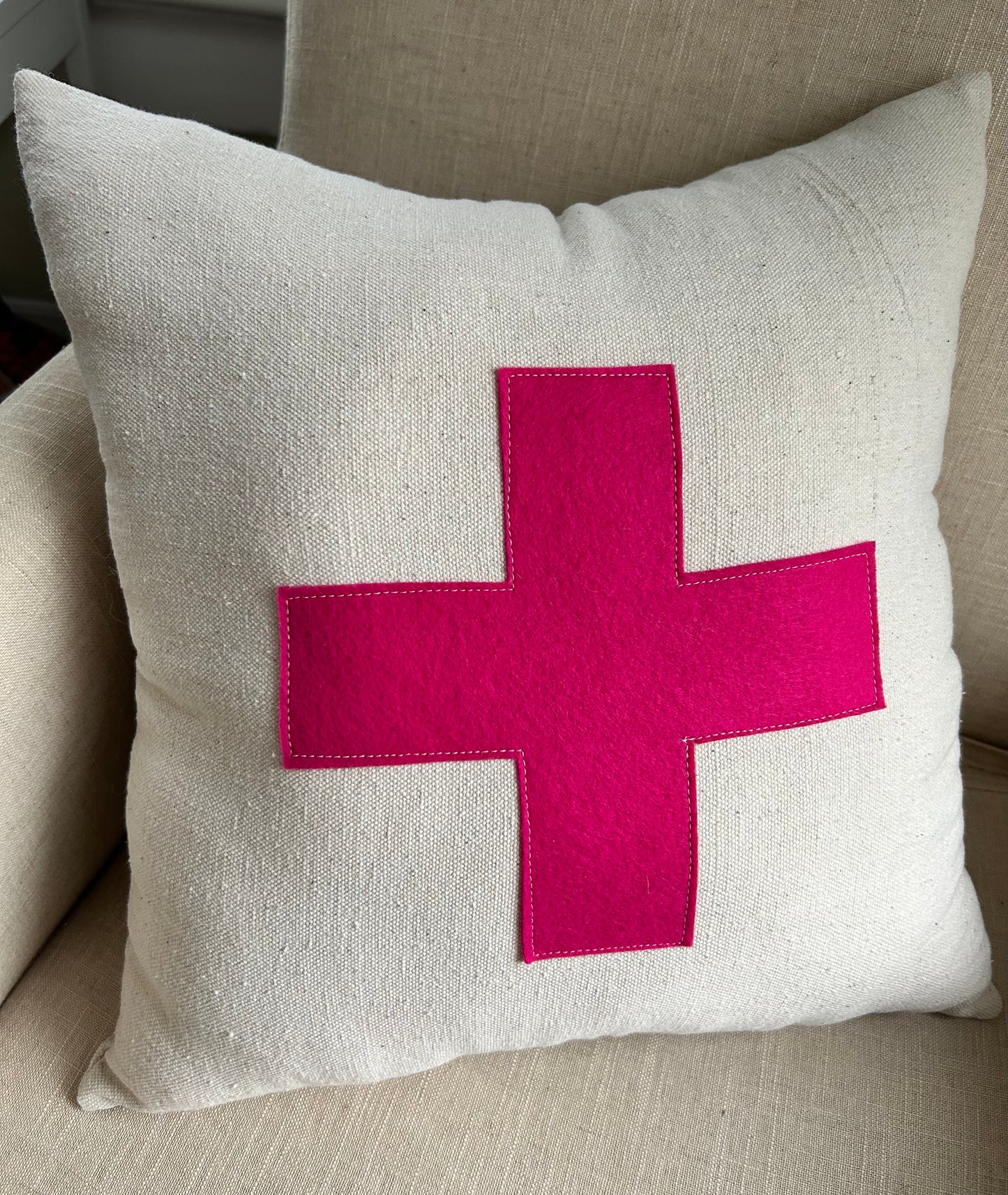 Hot Pink Swiss Cross Pillow