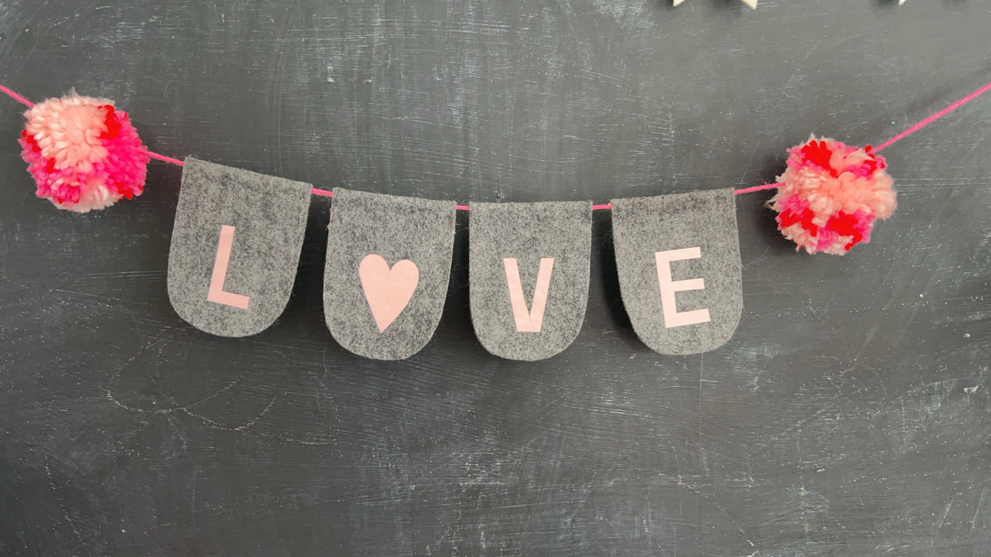 LOVE Banner with Pom Poms