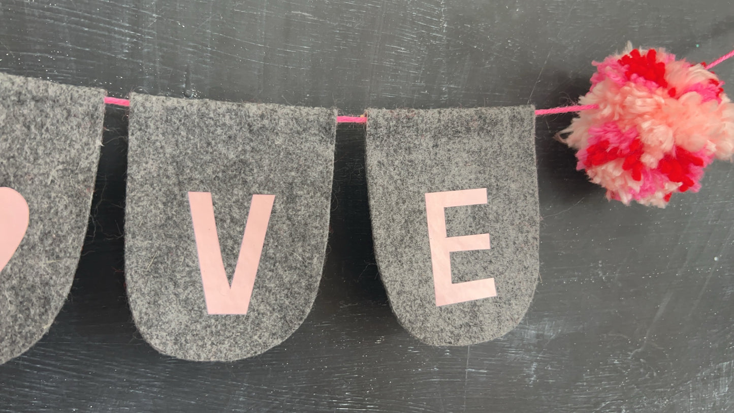 LOVE Banner with Pom Poms