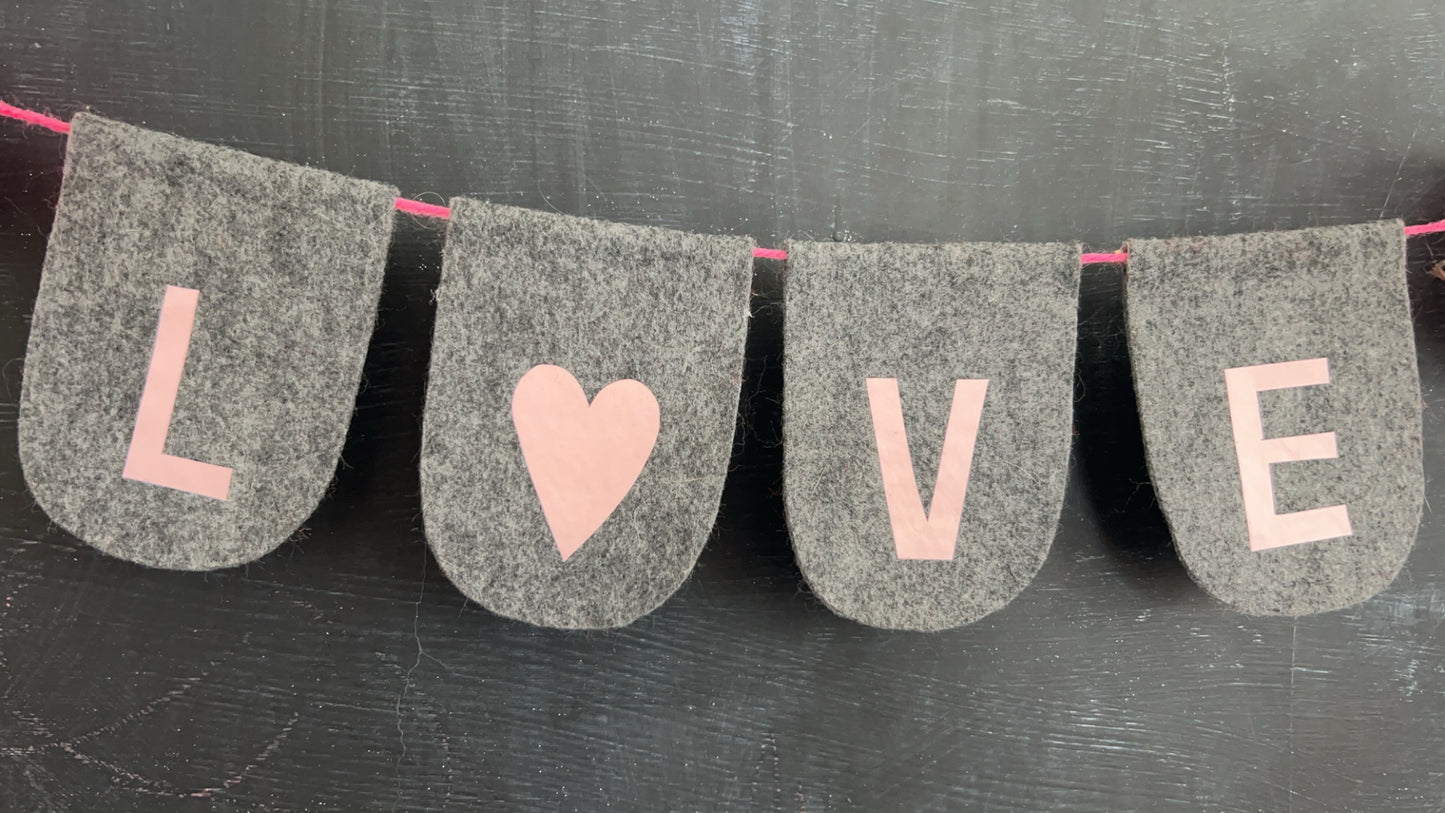 LOVE Banner with Pom Poms