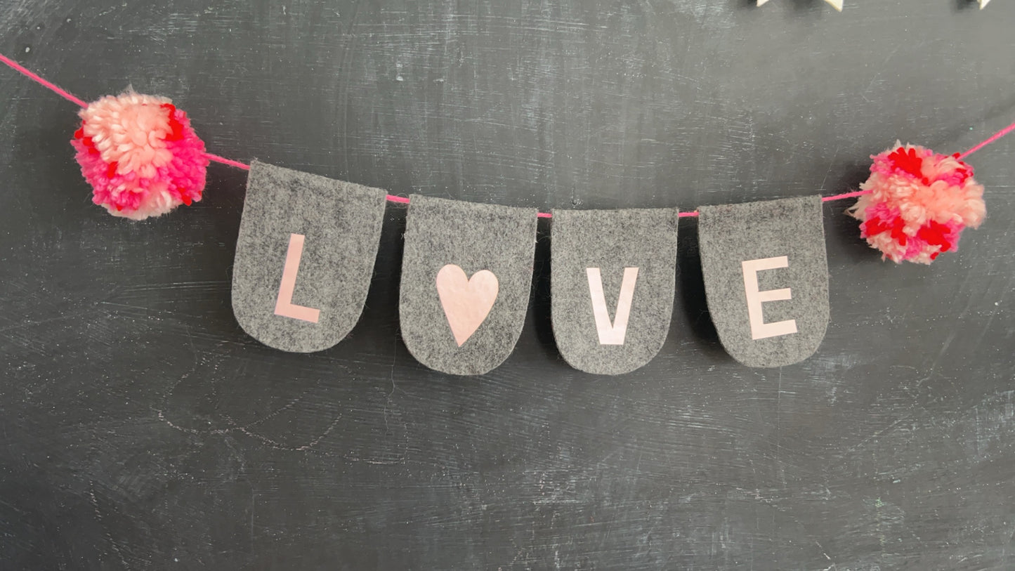 LOVE Banner with Pom Poms