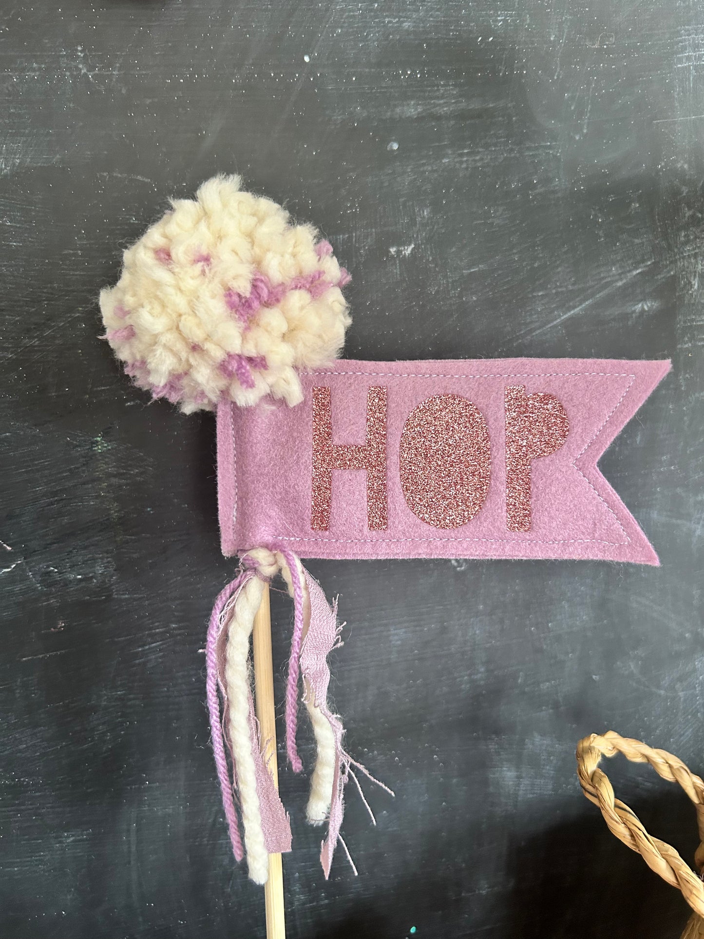 HOP Easter Pennant Flag Wand- Cake Topper- Easter Decoration- Photo Prop